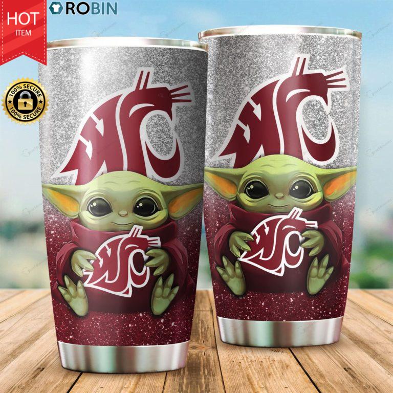 Washington State Cougars football Baby Yoda 20oz Tumbler