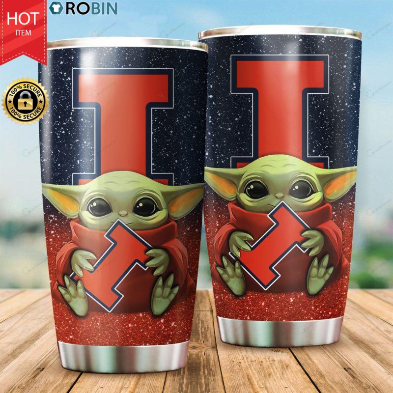 Illinois Fighting Illini Baby Yoda 20oz Tumbler