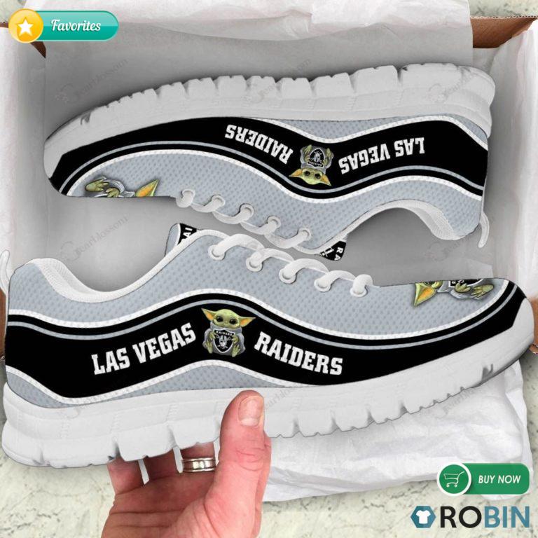 Baby Yoda Hug Las Vegas Raiders Football Sneakers – Breathable Running Shoes