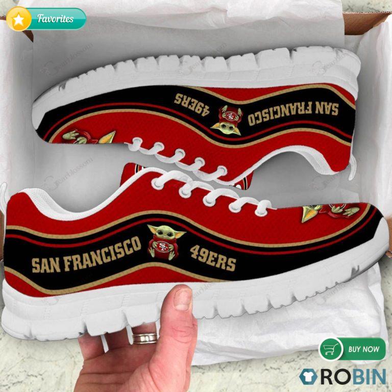 Baby Yoda Hug San Francisco 49ers Football Sneakers – Breathable Running Shoes