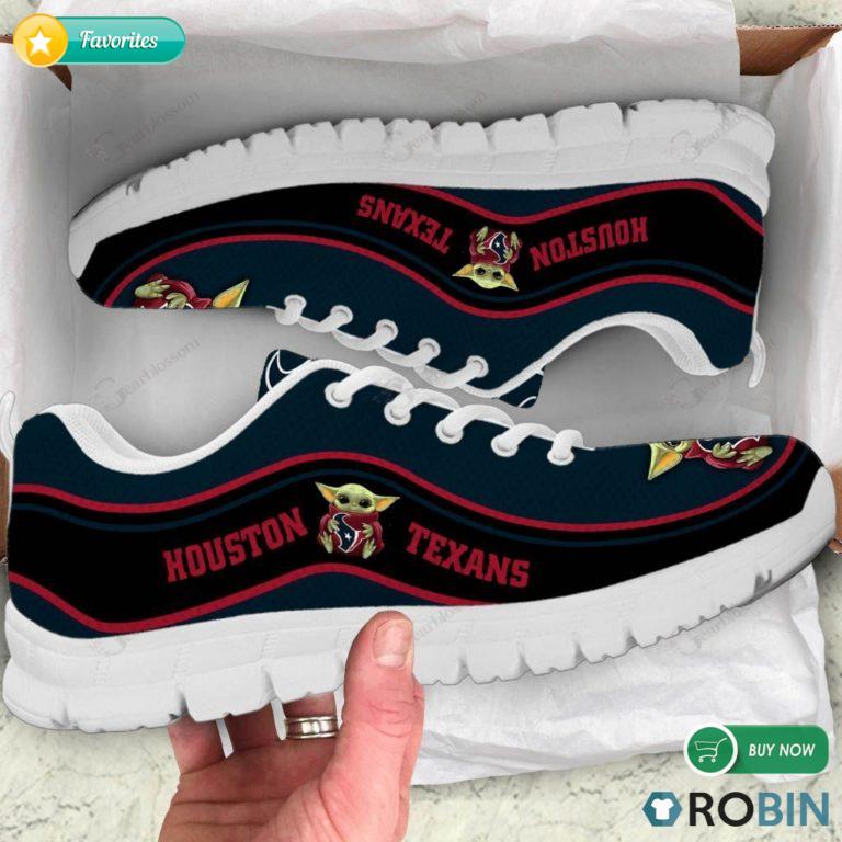 Baby Yoda Hug Houston Texans Football Sneakers – Breathable Running Shoes