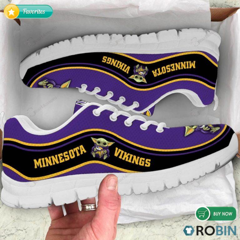 Baby Yoda Hug Minnesota Vikings Football Sneakers – Breathable Running Shoes