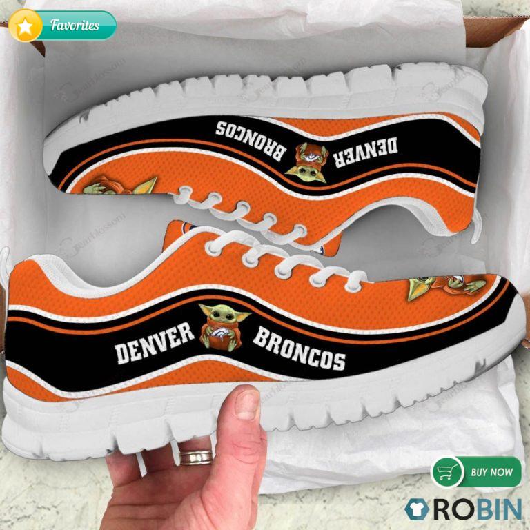 Baby Yoda Hug Denver Broncos Football Sneakers – Breathable Running Shoes