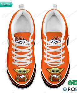 Baby Yoda Hug Denver Broncos Football Sneakers – Breathable Running Shoes Baby Yoda Hug Denver Broncos Football Sneakers – Breathable Running Shoes