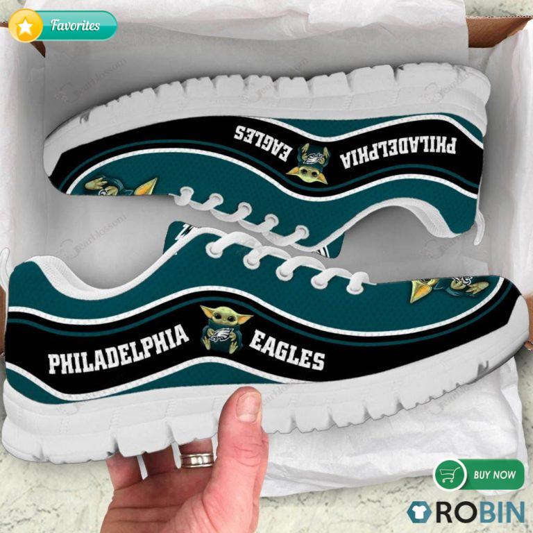 Baby Yoda Hug Philadelphia Eagles Football Sneakers – Breathable Running Shoes