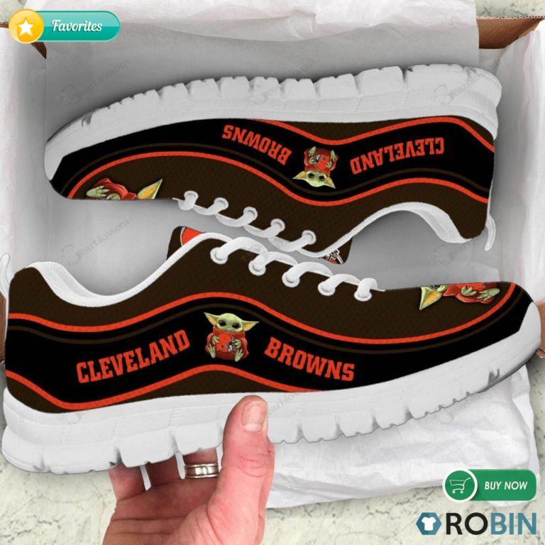Baby Yoda Hug Cleveland Browns Football Sneakers – Breathable Running Shoes
