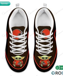 Baby Yoda Hug Cleveland Browns Football Sneakers – Breathable Running Shoes Baby Yoda Hug Cleveland Browns Football Sneakers – Breathable Running Shoes