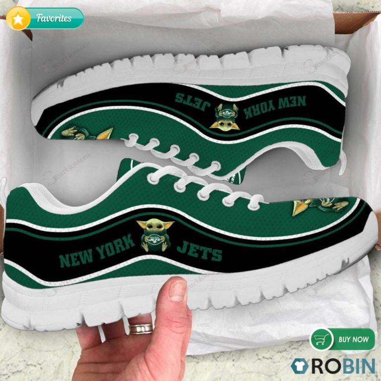 Baby Yoda Hug New York Jets Football Sneakers – Breathable Running Shoes