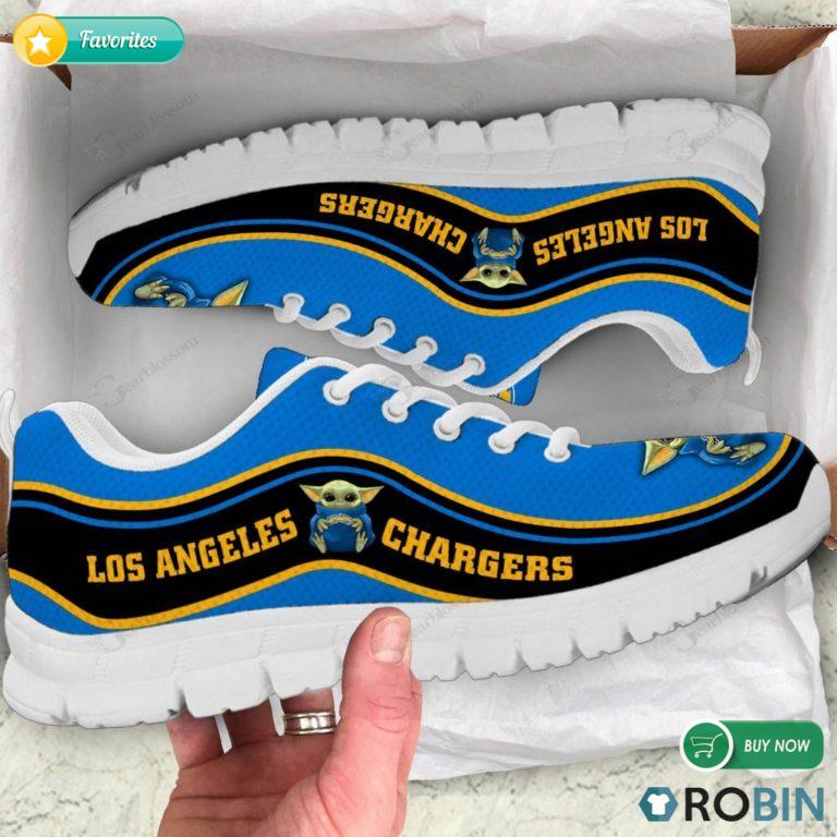 Baby Yoda Hug Los Angeles Chargers Football Sneakers – Breathable Running Shoes