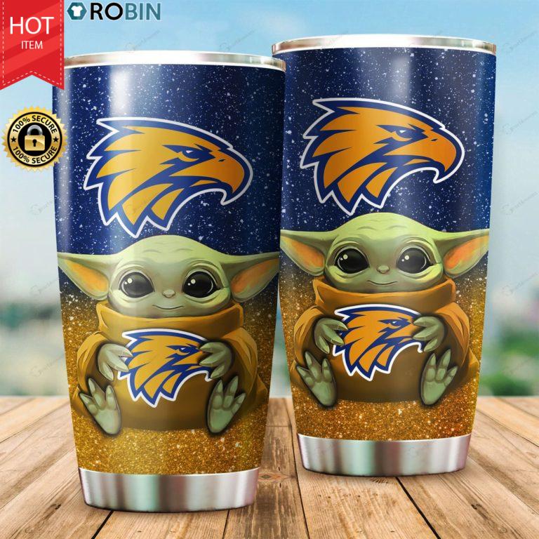 Baby Yoda Hug West Coast Eagles 20oz Tumbler