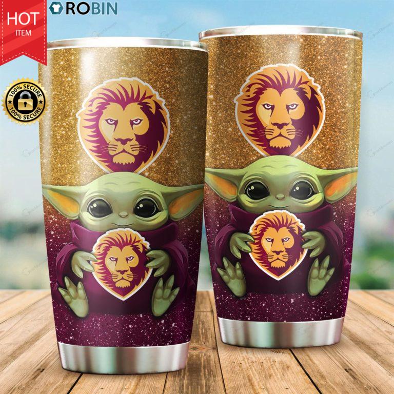 Baby Yoda Hug Brisbane Lions 20oz Tumbler