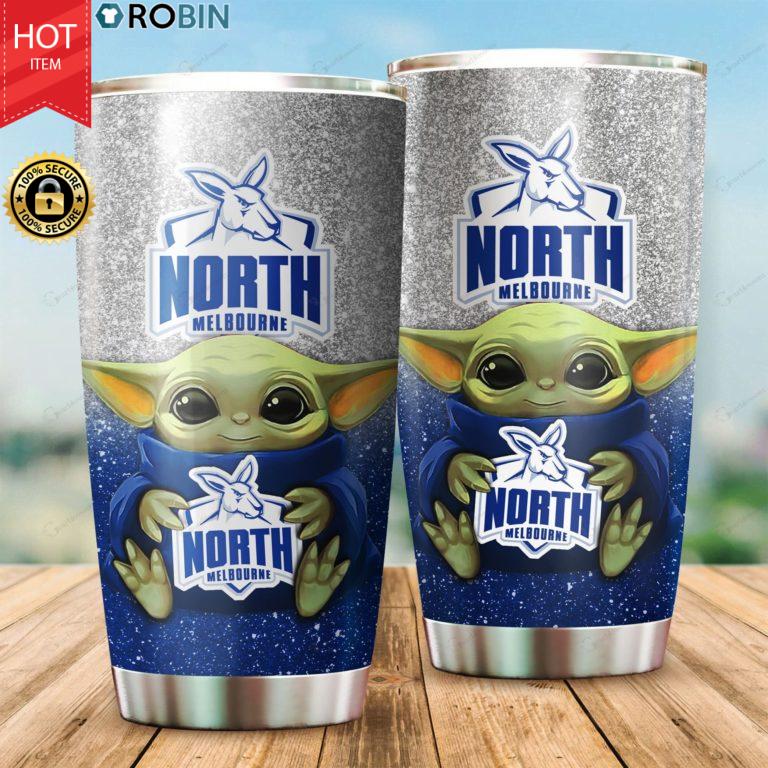 Baby Yoda Hug North Melbourne Kangaroos 20oz Tumbler
