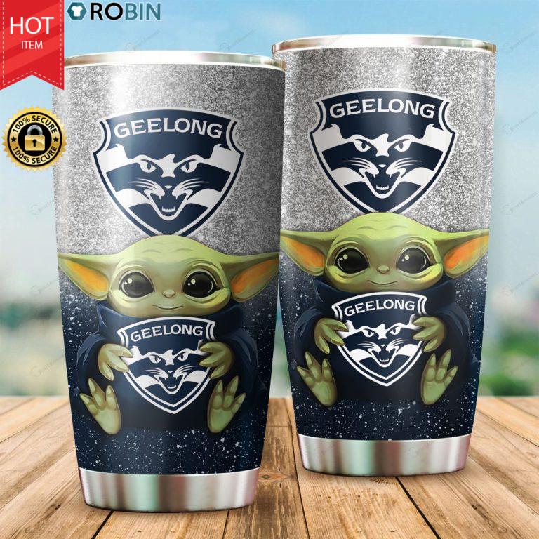 Baby Yoda Hug Geelong Cats 20oz Tumbler