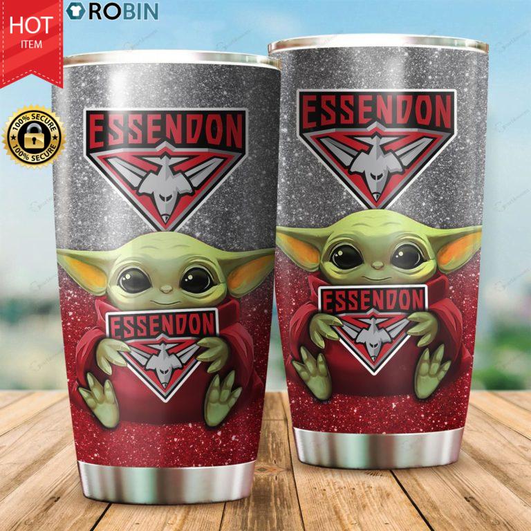 Baby Yoda Hug Essendon Bombers 20oz Tumbler