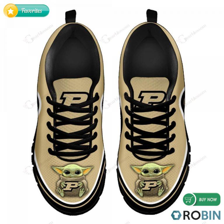 Baby Yoda Hug Purdue Boilermakers Sneakers – Breathable Running Shoes