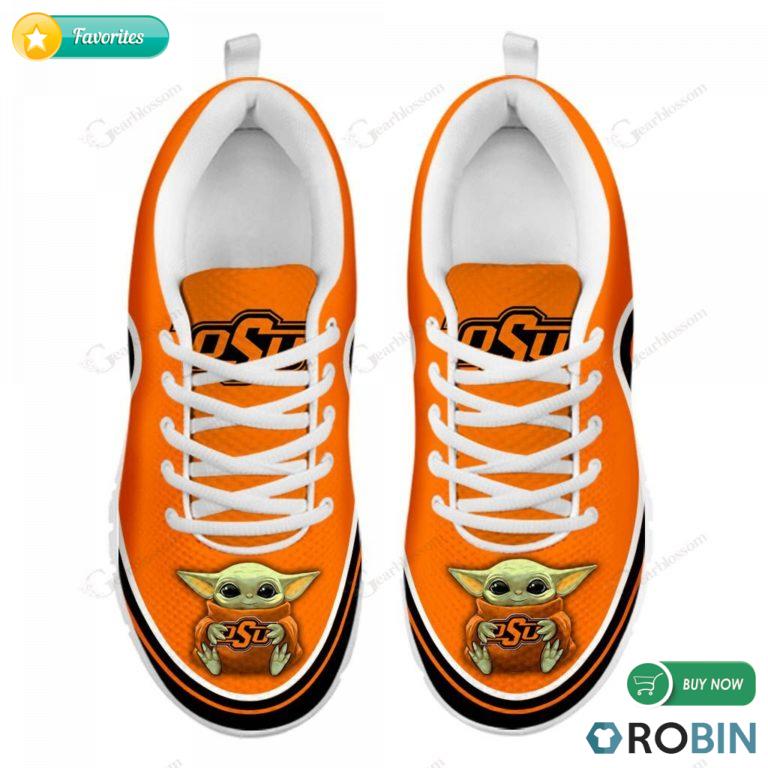 Baby Yoda Hug Oklahoma State Cowboys Sneakers – Breathable Running Shoes