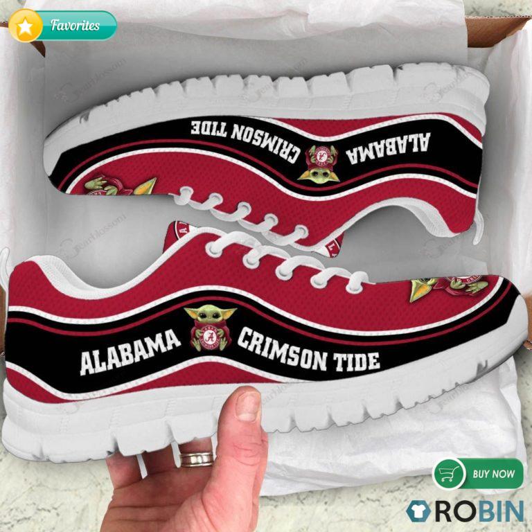 Baby Yoda Hug Alabama Crimson Tide Sneakers – Breathable Running Shoes