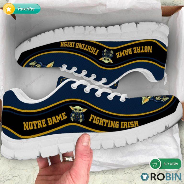 Baby Yoda Hug Notre Dame Fighting Irish Sneakers – Breathable Running Shoes
