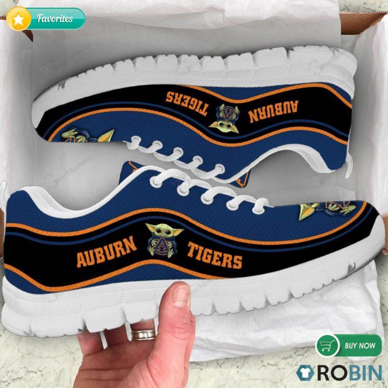 Baby Yoda Hug Auburn Tigers Sneakers – Breathable Running Shoes