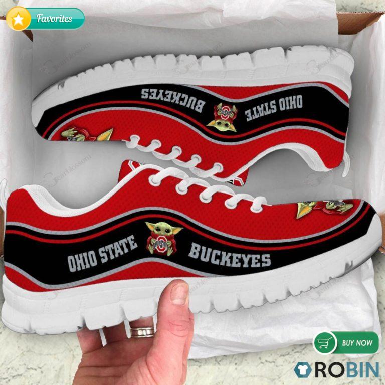 Baby Yoda Hug Ohio State Buckeyes Sneakers – Breathable Running Shoes