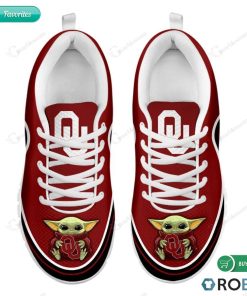 Baby Yoda Hug Oklahoma Sooners Sneakers – Breathable Running Shoes