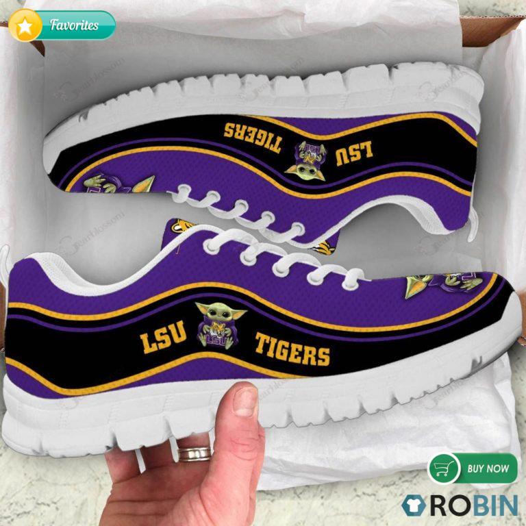 Baby Yoda Hug LSU Tigers mickey Sneakers – Breathable Running Shoes