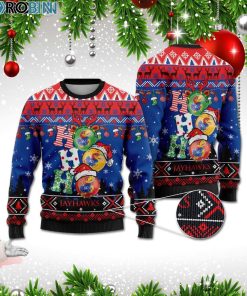 Kansas Jayhawks Ho Ho Ho 3D Print Christmas Wool Sweater