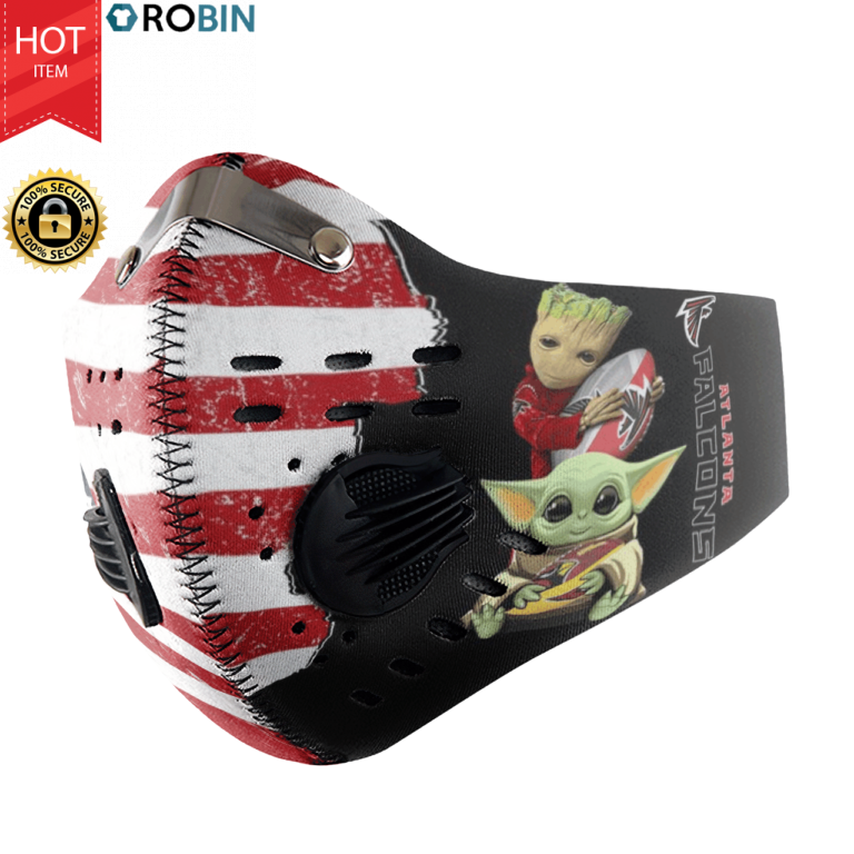 Baby Yoda And Groot Hug Atlanta Falcons Football N95 Filter Face Mask