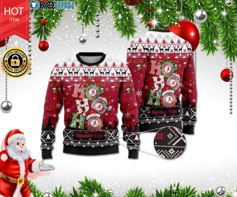 Alabama Crimson Tide Ho Ho Ho 3D Print Christmas Wool Sweater