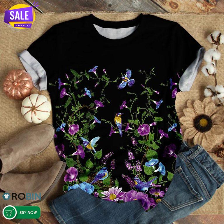 Birds & Flower s 3D All Over Print T-Shirt