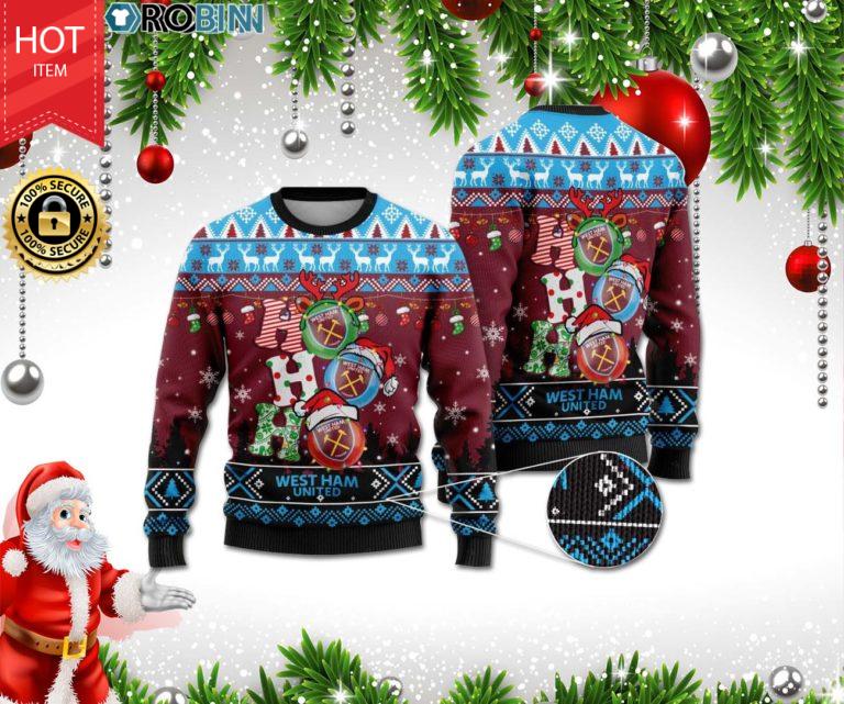 West Ham United Ho Ho Ho 3D Print Christmas Wool Sweater