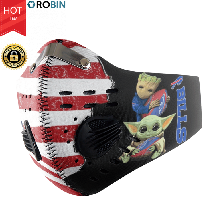 Baby Yoda And Groot Hug Buffalo Bills Face Mask with N95 Filter