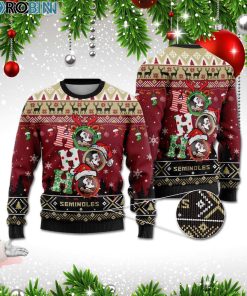 Florida State Seminoles Ho Ho Ho 3D Print Christmas Wool Sweater