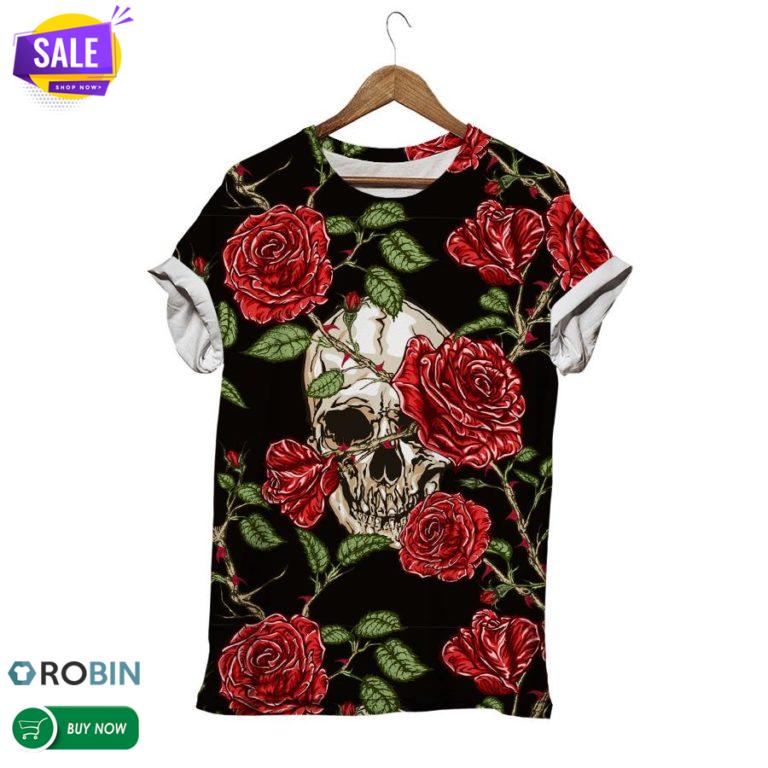 Floral Skull  3D All Over Print T-Shirt