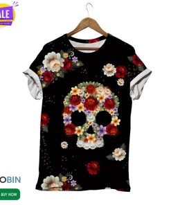 Skull Shape Floral  3D All Over Print T-Shirt