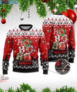 Wisconsin Badgers Ho Ho Ho 3D Print Christmas Wool Sweater