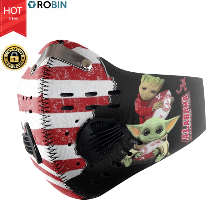 Baby Yoda And Groot Hug Alabama Crimson Tide N95 Face Mask