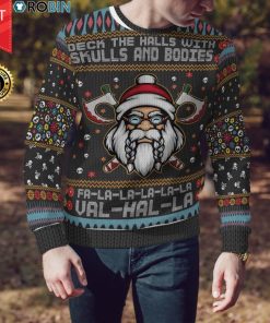 Christmas Satan Viking Deck The Halls With Skulls and Bodies Falala Full Print Hoodie, Sweater