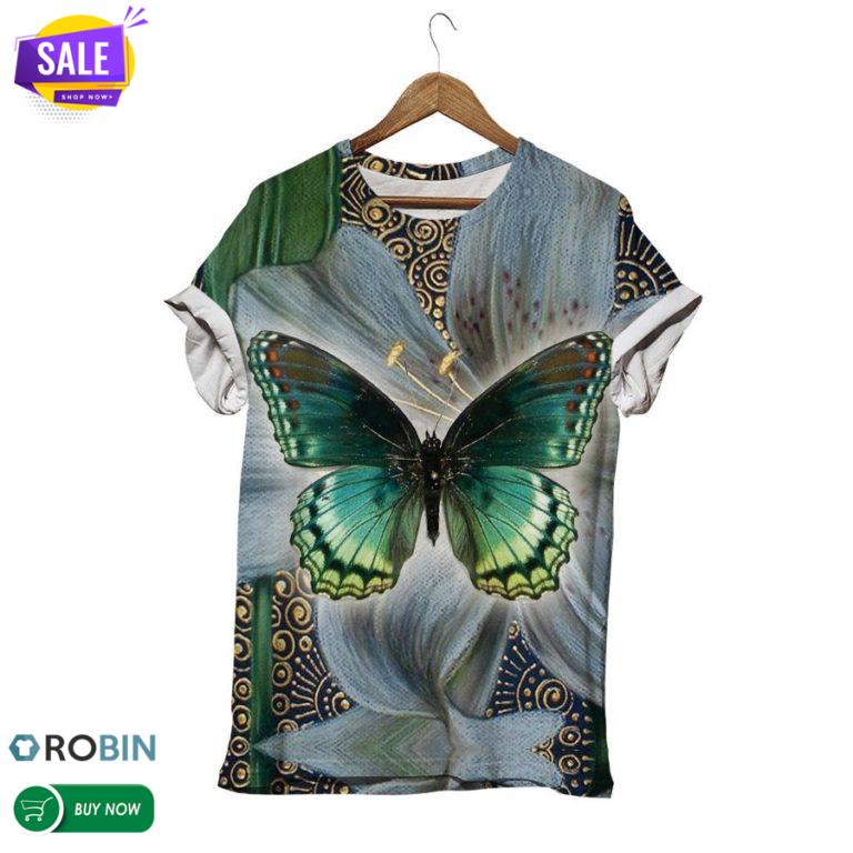 Abstract Green Buttergly  3D All Over Print T-Shirt