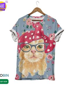Lady Cat In Pink Turban  3D All Over Print T-Shirt