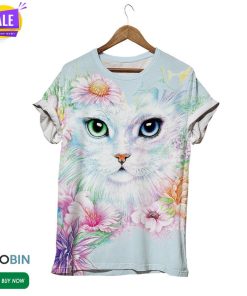 Cat Floral  3D All Over Print T-Shirt