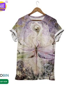 Dragonfly Chasing The Moon  3D All Over Print T-Shirt