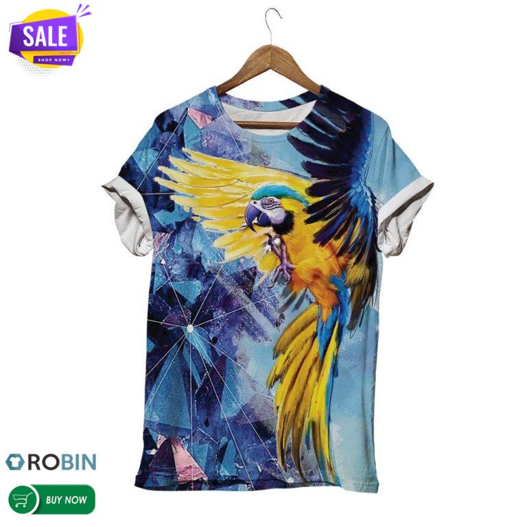 Beautiful And Brave Parrot  3D All Over Print T-Shirt