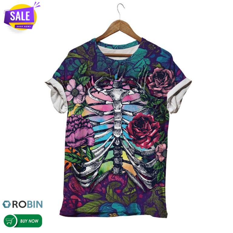 Flower Skullholic  3D All Over Print T-Shirt