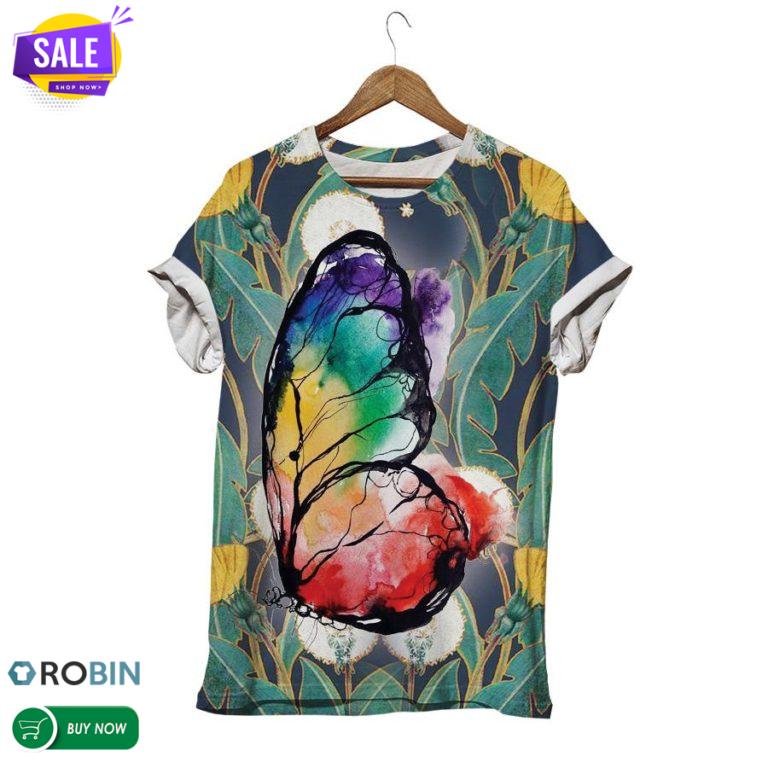 Night Garden Butterfly  3D All Over Print T-Shirt