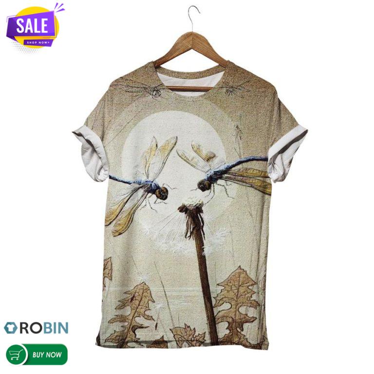 Couple Of Dragonfly  3D All Over Print T-Shirt
