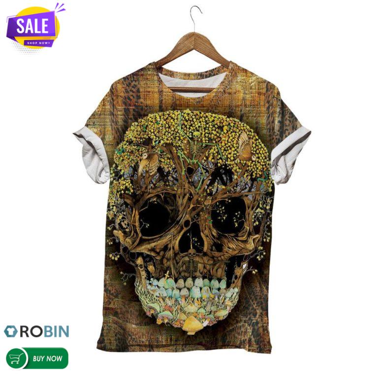 Skull Floral  3D All Over Print T-Shirt