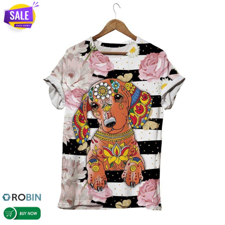 Dog Custom Bride Floral  3D All Over Print T-Shirt