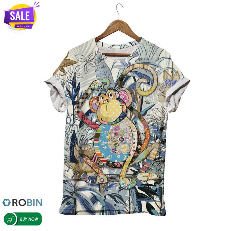 Tropical Jungle Monkey  3D All Over Print T-Shirt