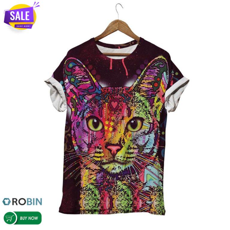 Cat Oil Paiinting  3D All Over Print T-Shirt